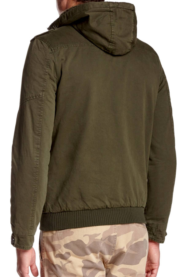 American Stitch Olive Mock-Neck Hooded Jacket
