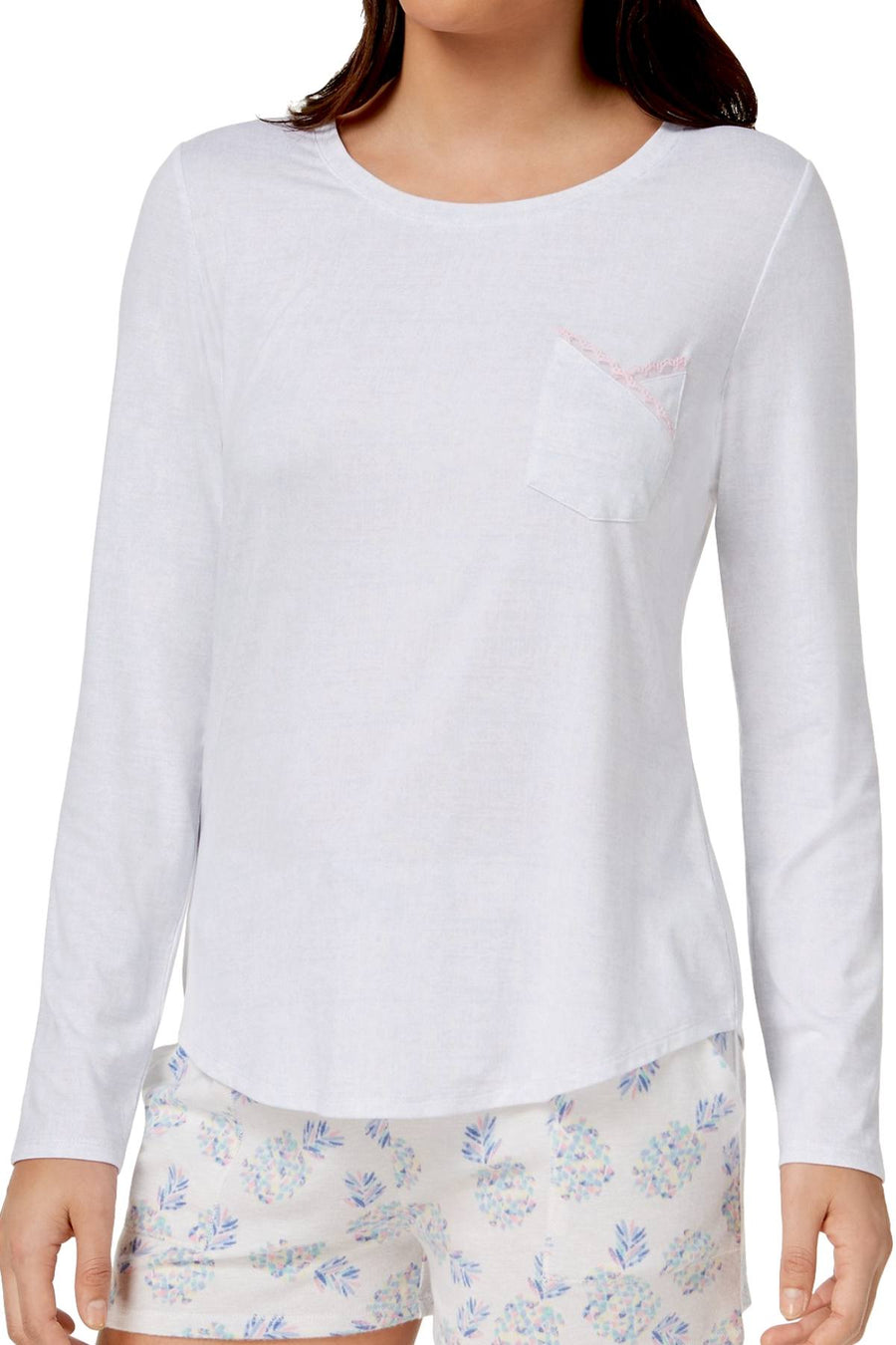 Ande Woven-Distressed-White Lush Luxe Lace-Pocket Lounge Tee