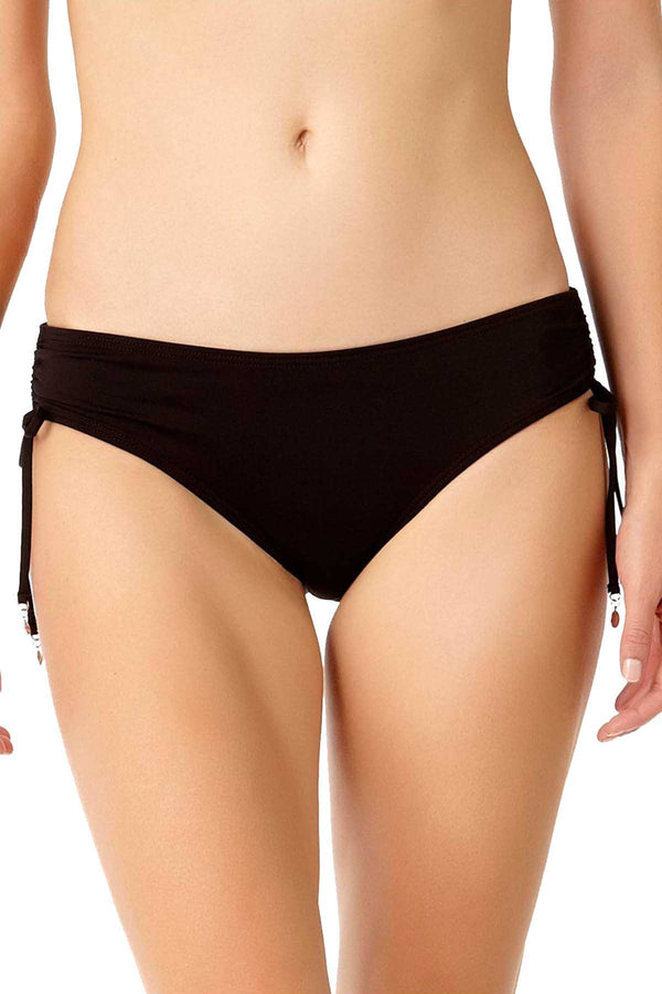 Anne Cole Side Tie Swim Brief Bottom in Black