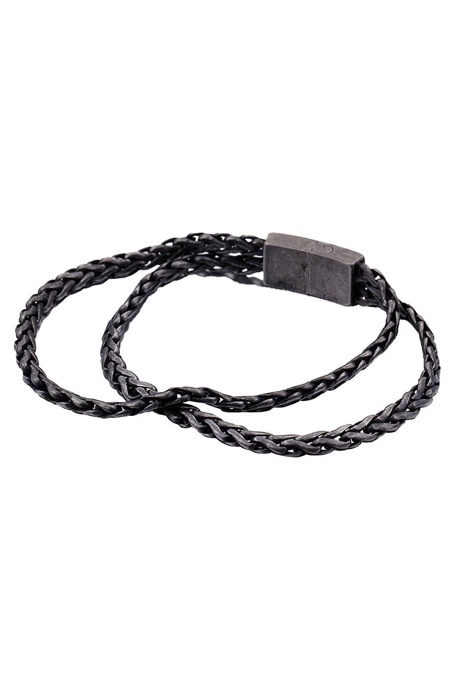 Antiqued Black Stainless Steel Double Chain Bracelet