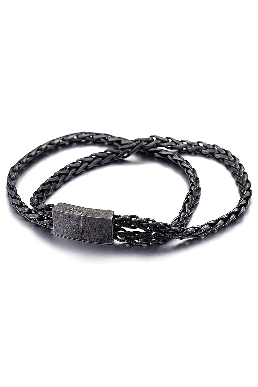 Antiqued Black Stainless Steel Double Chain Bracelet