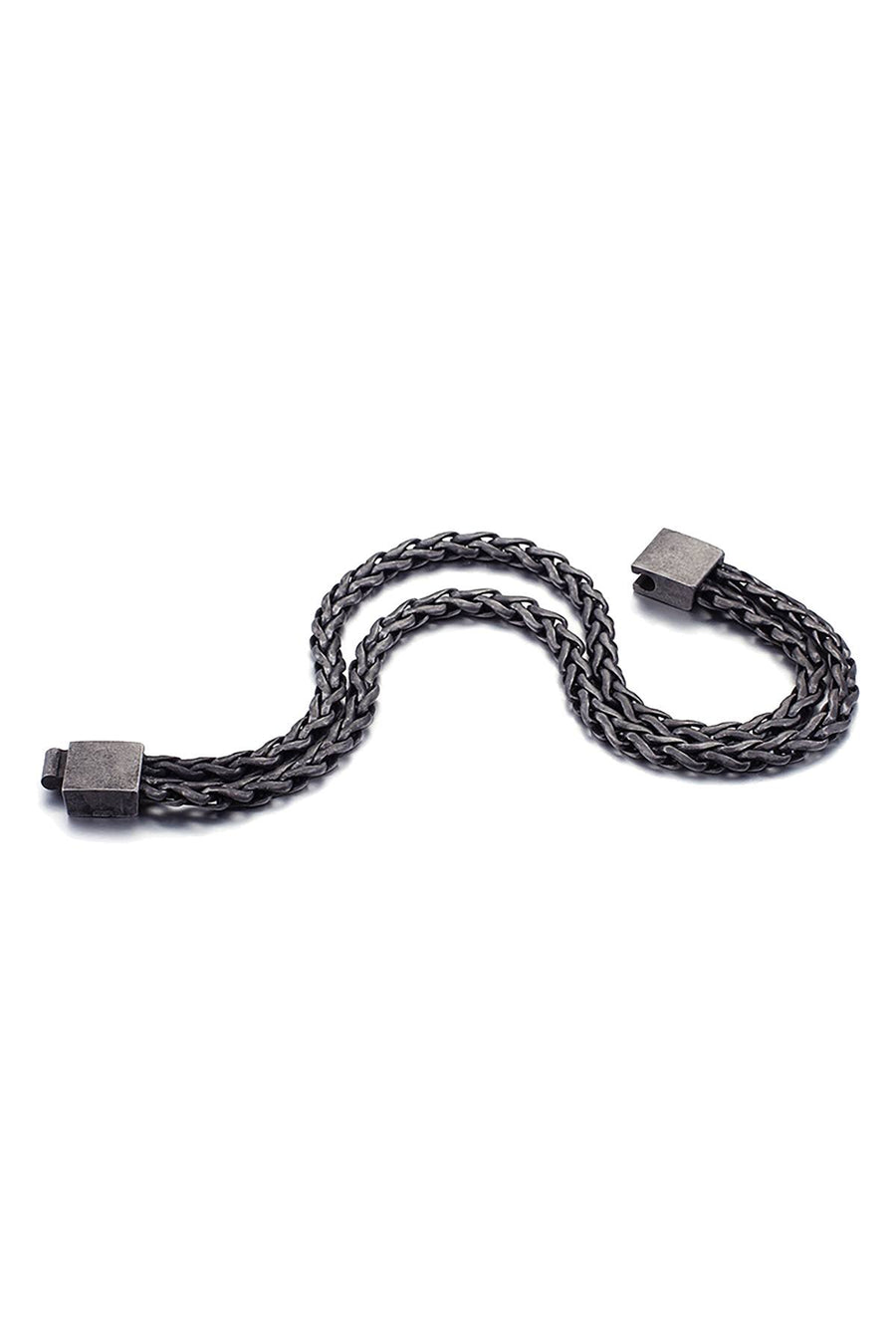 Antiqued Black Stainless Steel Double Chain Bracelet