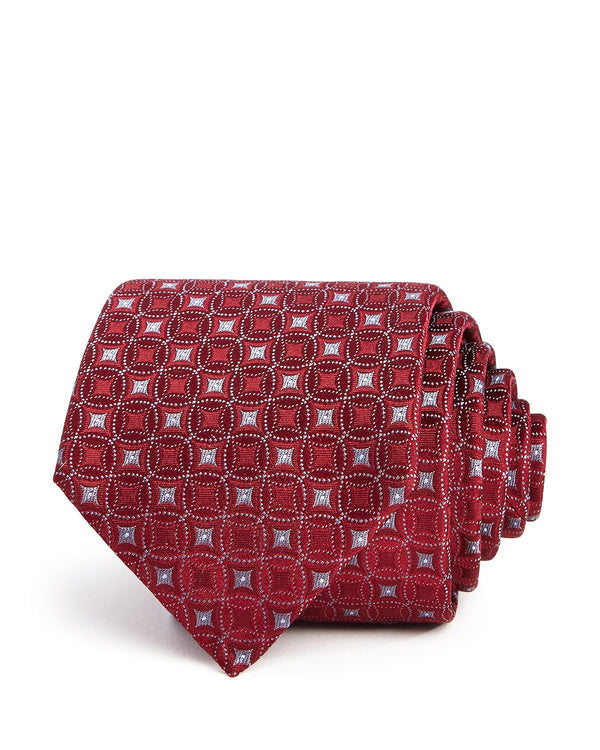 Armani Emporio Circle-medallion Silk Classic Tie Burgundy