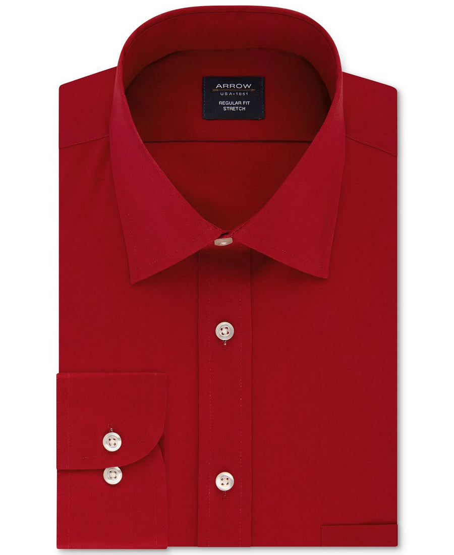 Arrow Classic/regular-fit Non-iron Performance Stretch Solid Dress Shirt Red