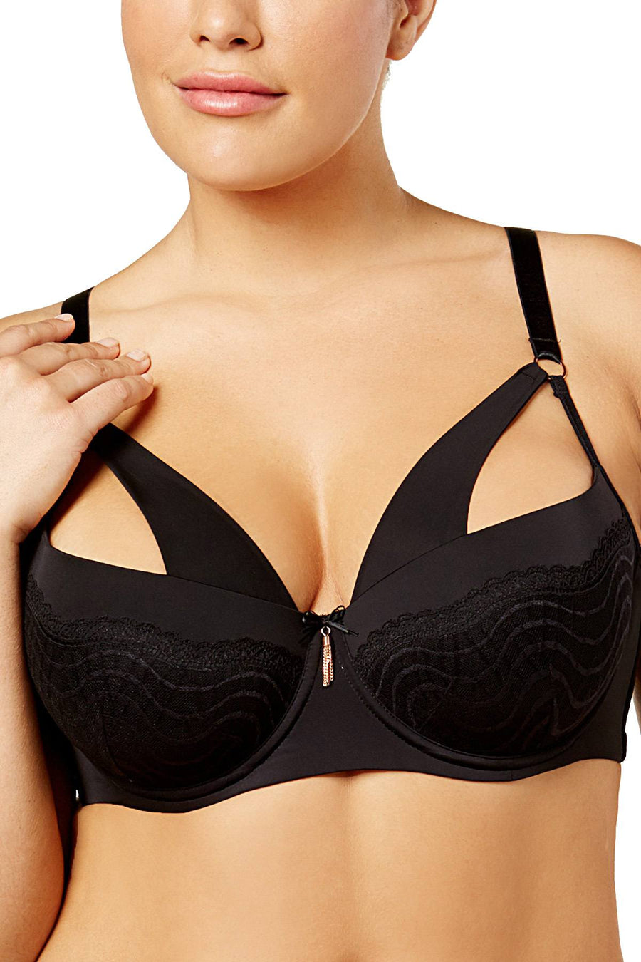Ashley Graham PLUS Black Diva Underwire Demi Bra