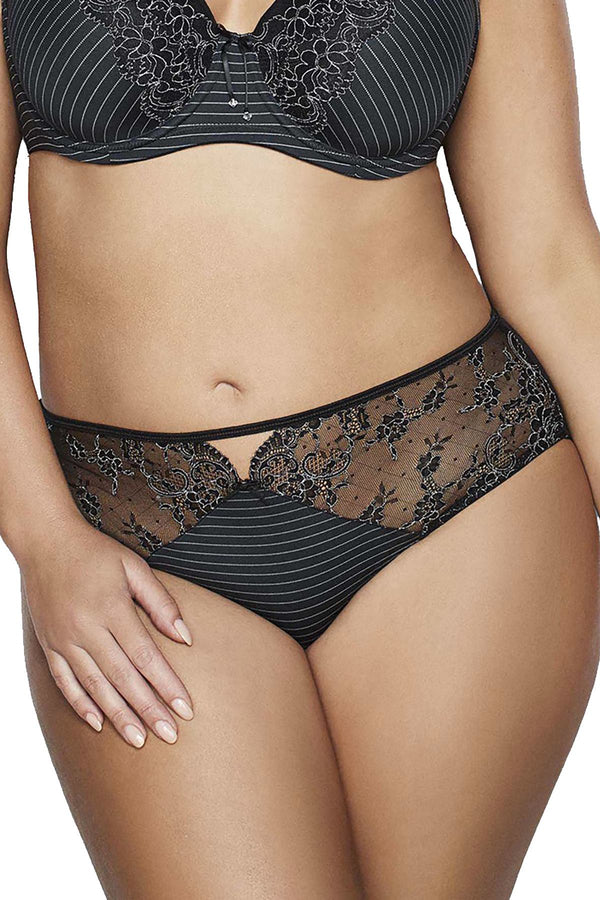 Ashley Graham PLUS Black Jersey/Lace High-Cut Brief