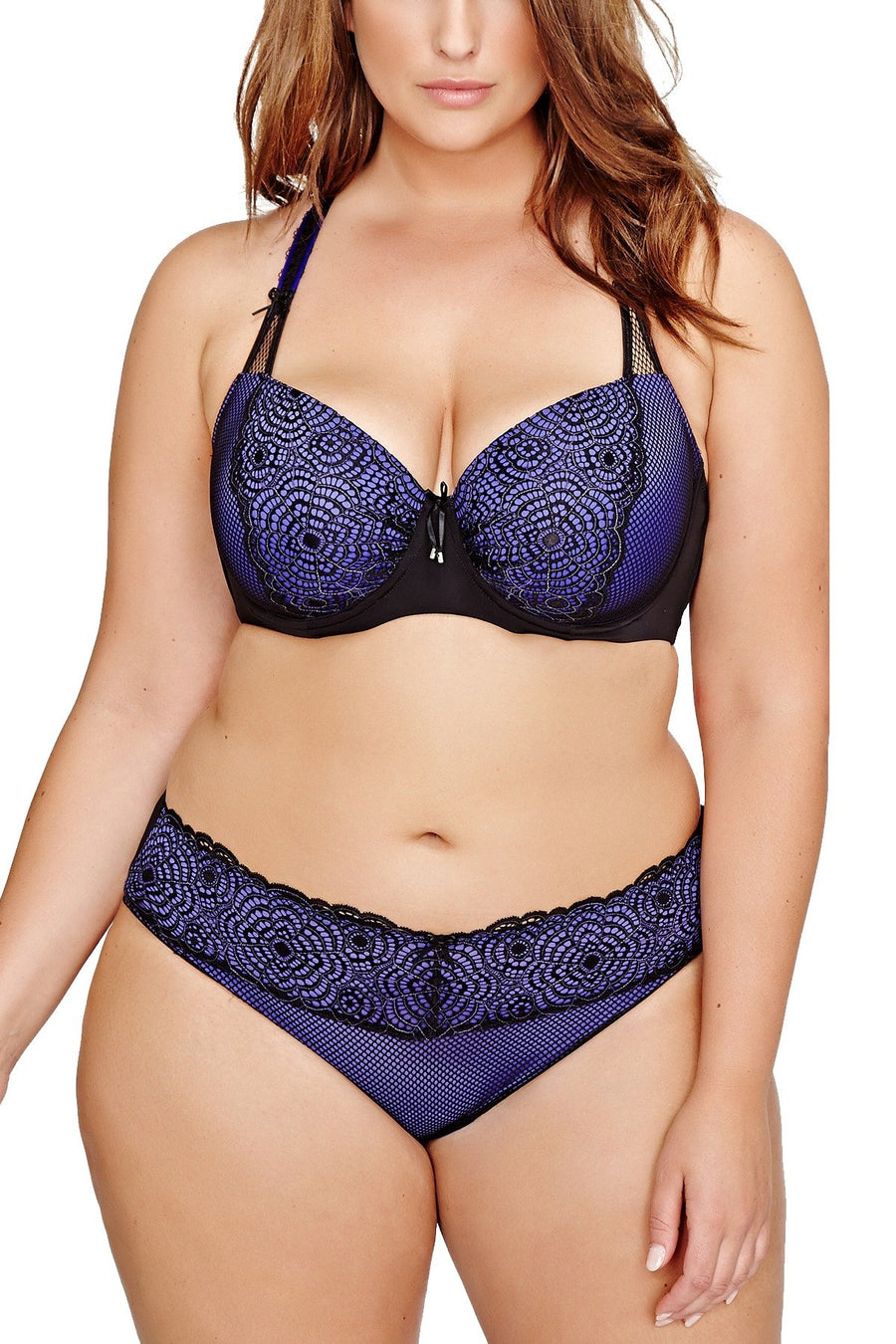 Ashley Graham PLUS Black/Purple-Rain Showstopper Balconette Underwire Bra