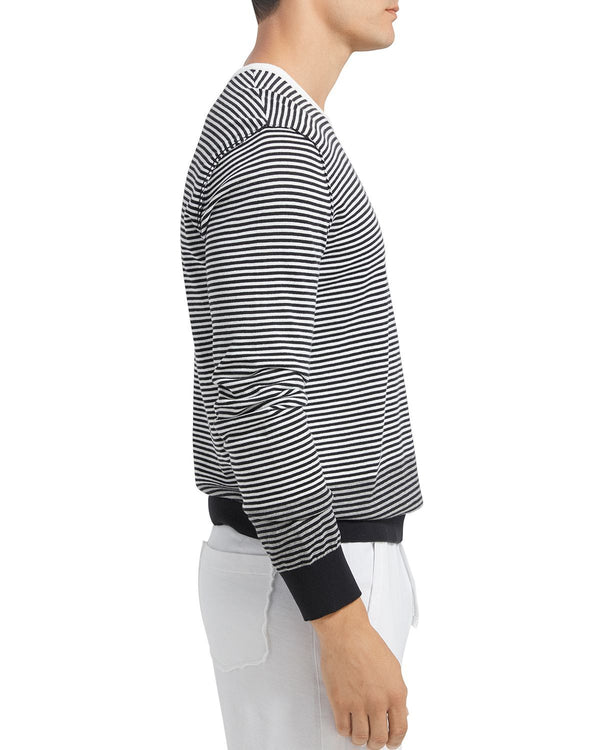 Atm Anthony Thomas Melillo Ombr Striped Sweater Black/White