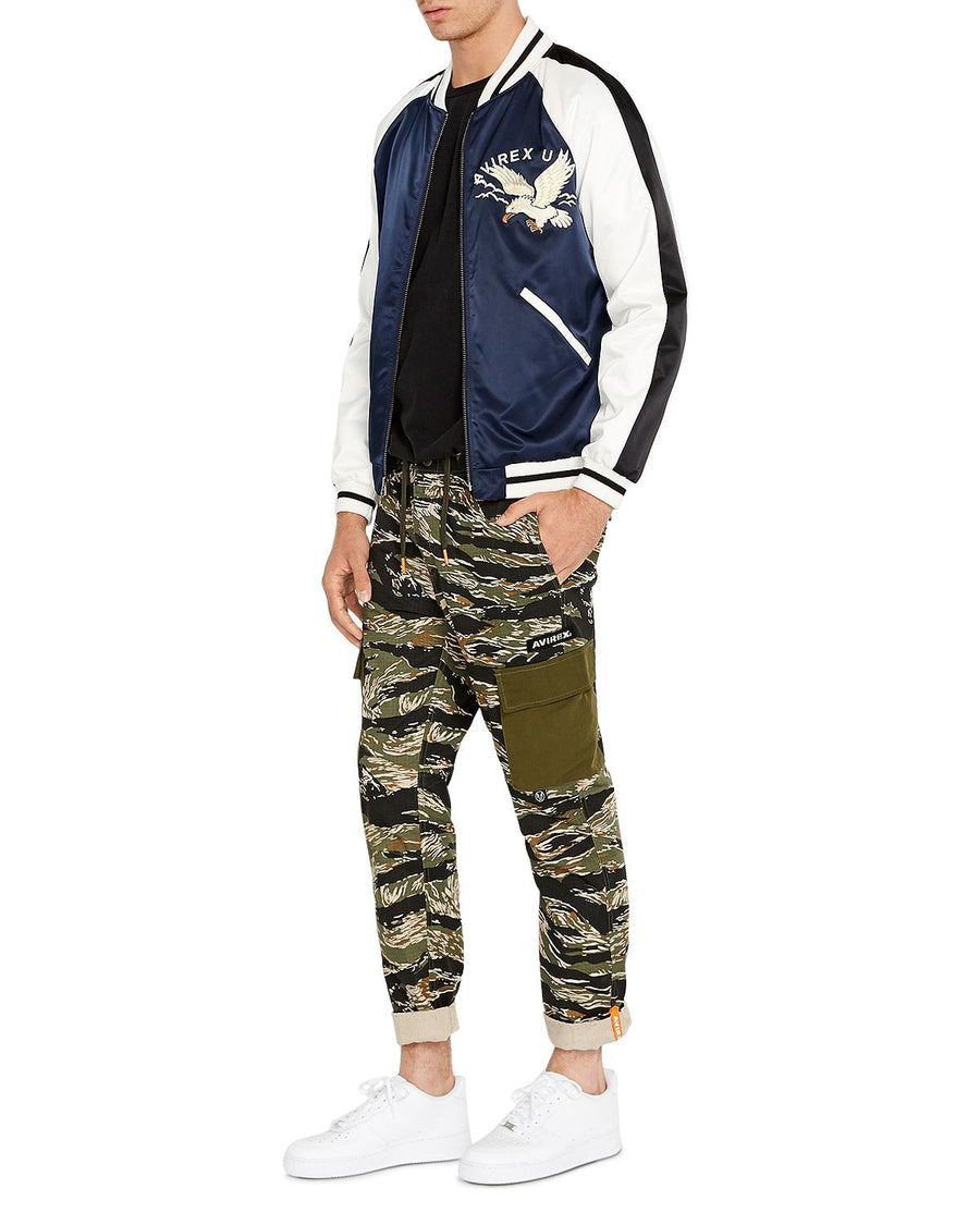 Avirex Color-block Slim Fit Bomber Jacket Navy Blazer