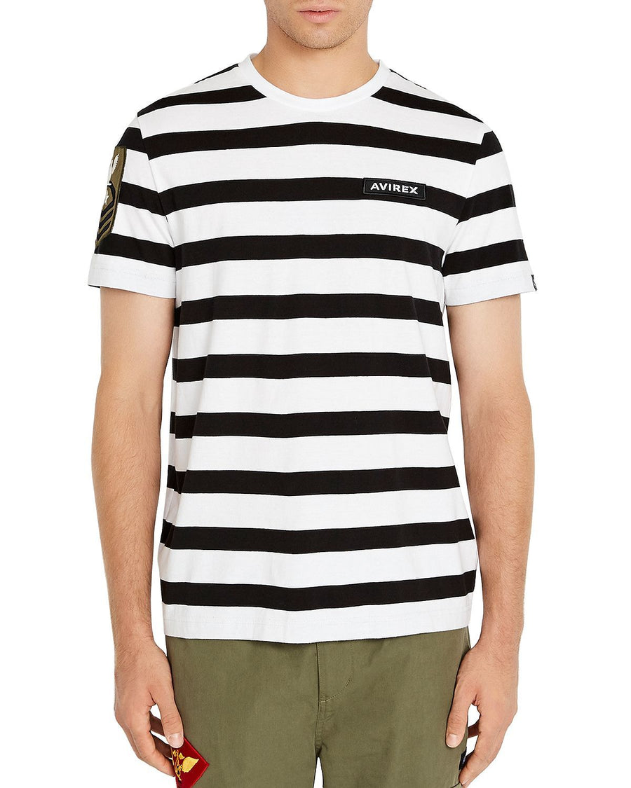 Avirex Striped Logo Tee Jet Black