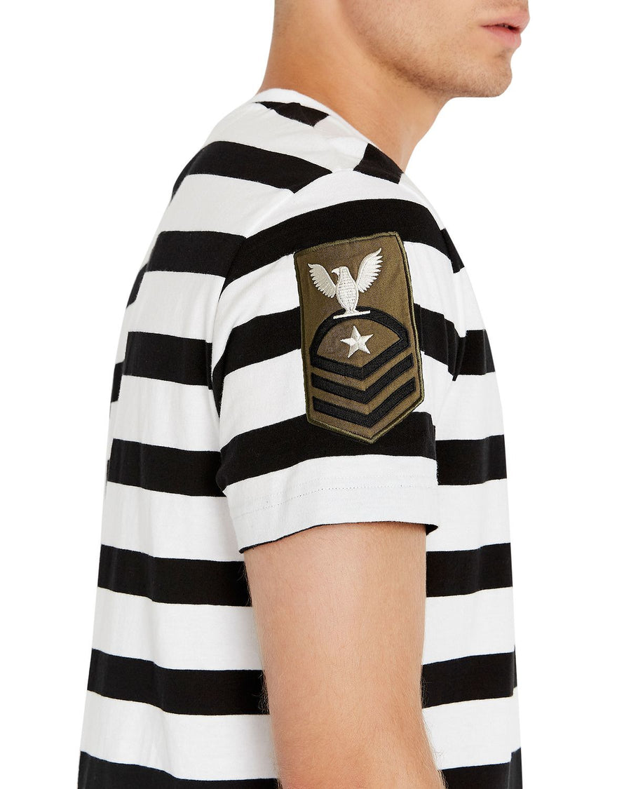 Avirex Striped Logo Tee Jet Black