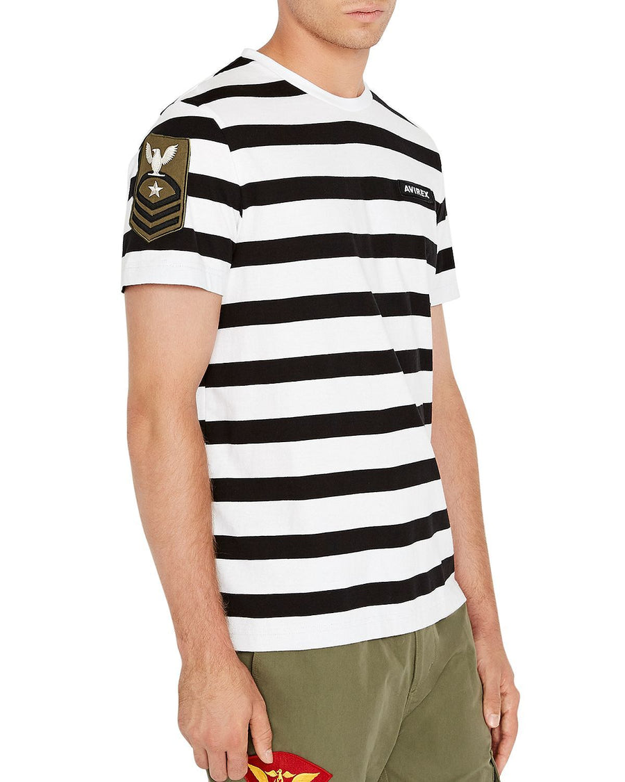 Avirex Striped Logo Tee Jet Black
