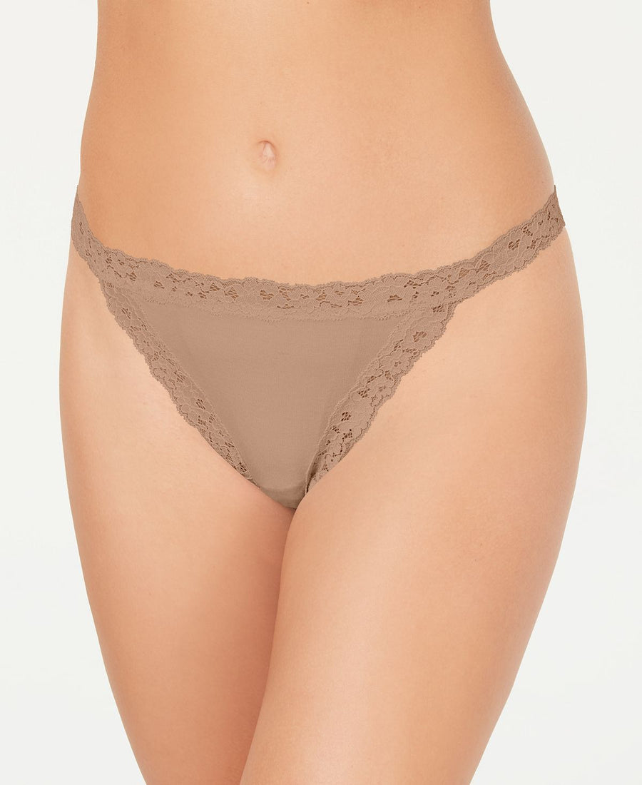 B.tempt'd Wo Insta Ready Lace Trim Thong 976229 Au Natural