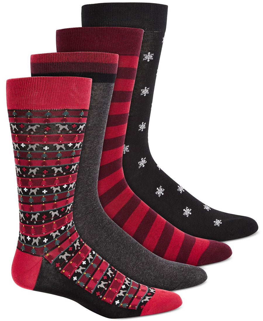 BAR III 4 Pack Printed Socks Red Black Combo