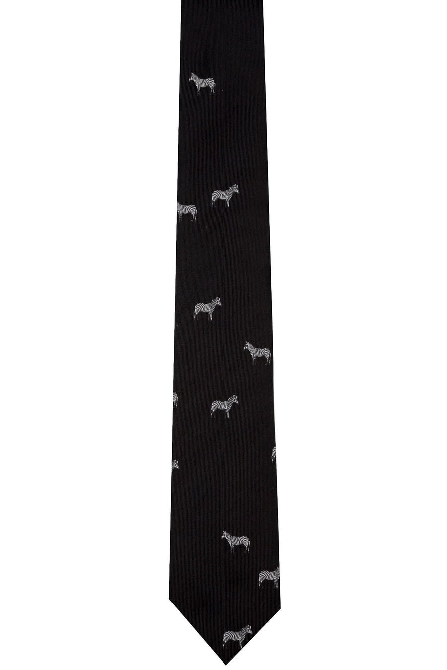 BAR III Black Zebra-Print Slim-Fit Tie
