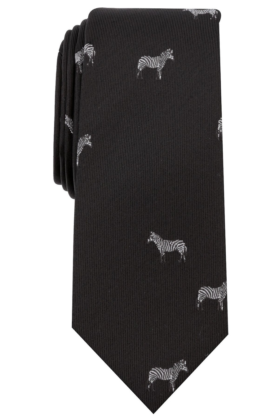 BAR III Black Zebra-Print Slim-Fit Tie