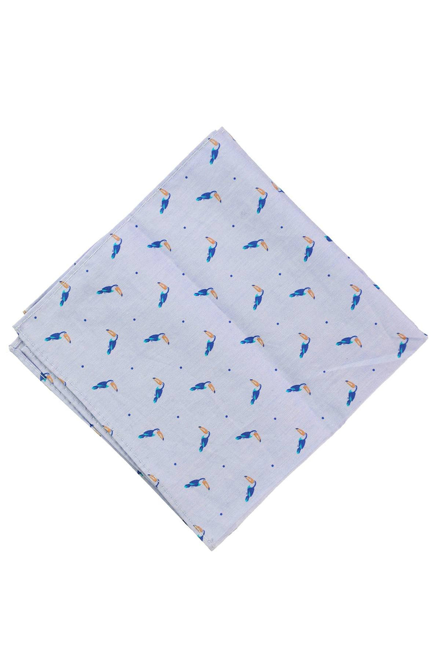 BAR III Blue Chambray Toucan-Printed Conversational Pocket Square