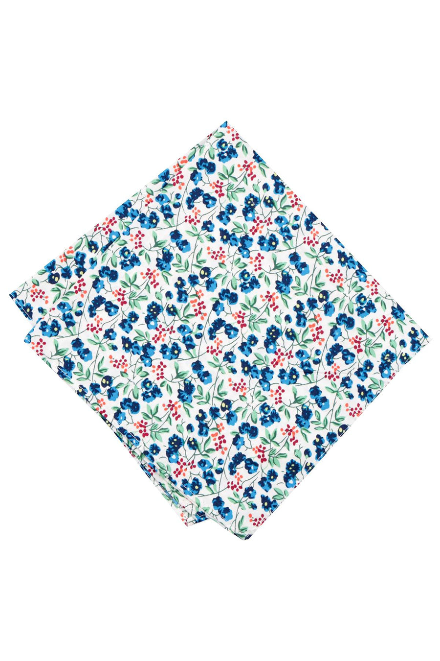 BAR III Blue Hume-Floral Printed Cotton Pocket Square