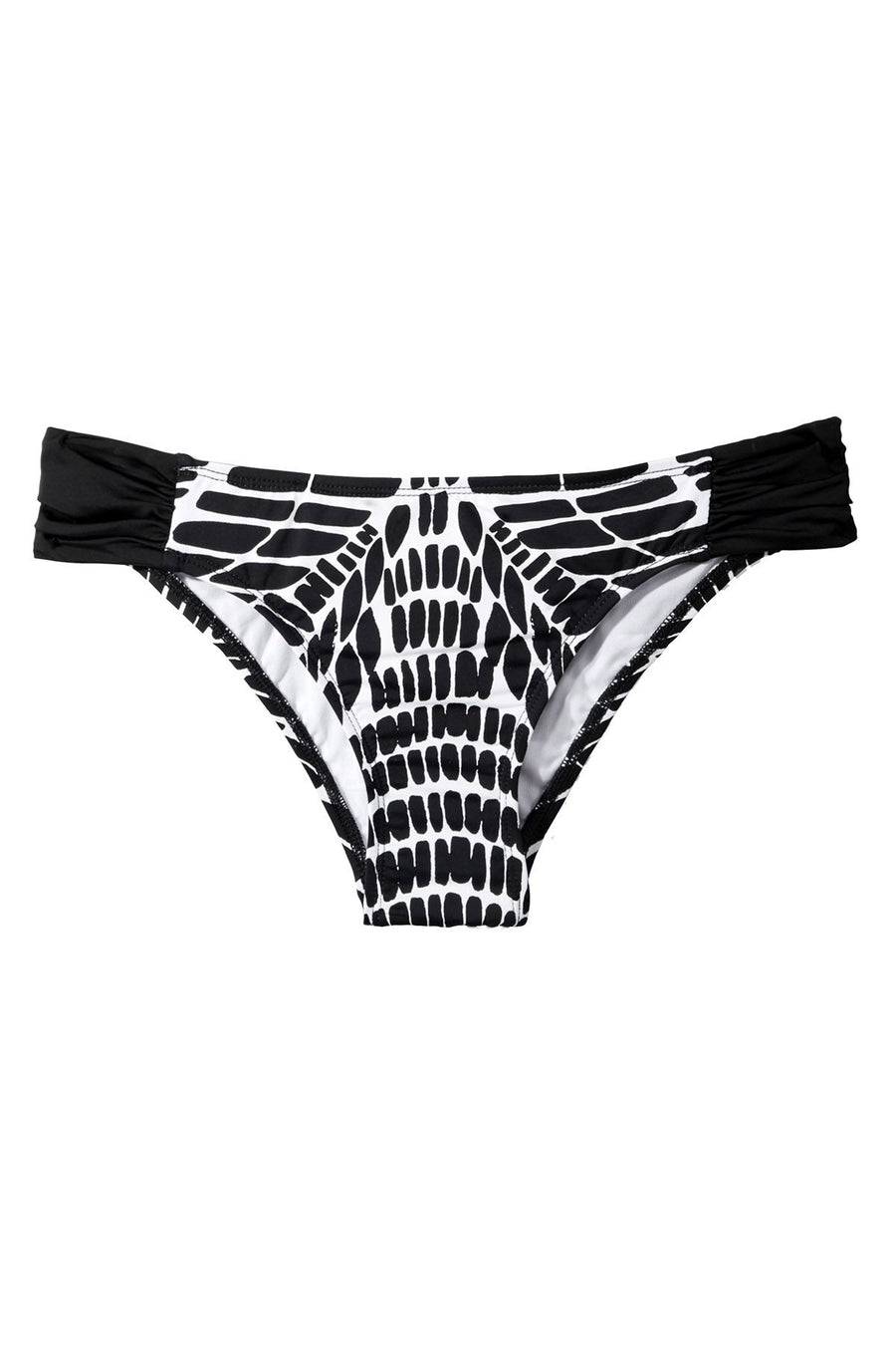 BAR III Kalediscope Printed Side Cinch Hipster Bikini Bottom in Black/White