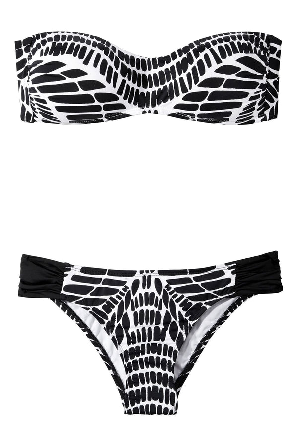 BAR III Kaleidoscope Printed Bandeau Bikini Top in Black/White