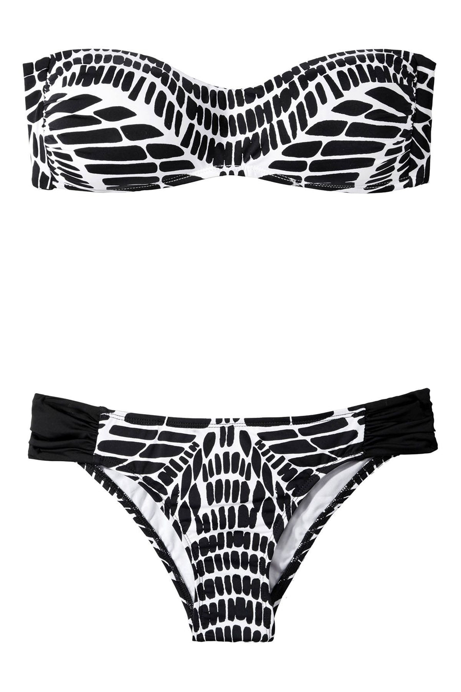 BAR III Kaleidoscope Printed Bandeau Bikini Top in Black/White