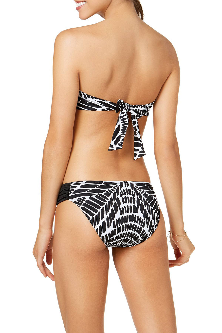 BAR III Kaleidoscope Printed Bandeau Bikini Top in Black/White