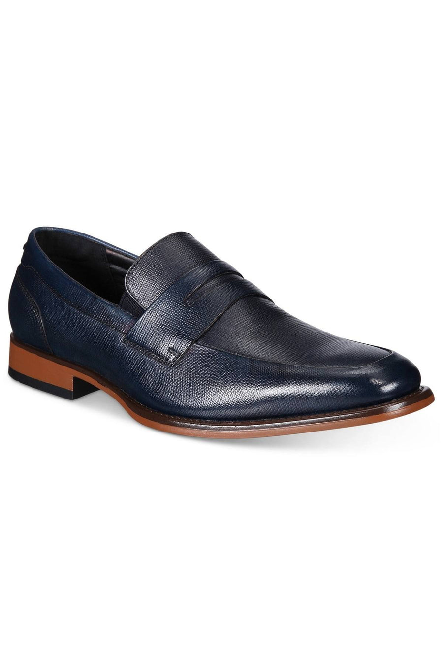 BAR III Navy-Blue Beau Textured Peny Loafer