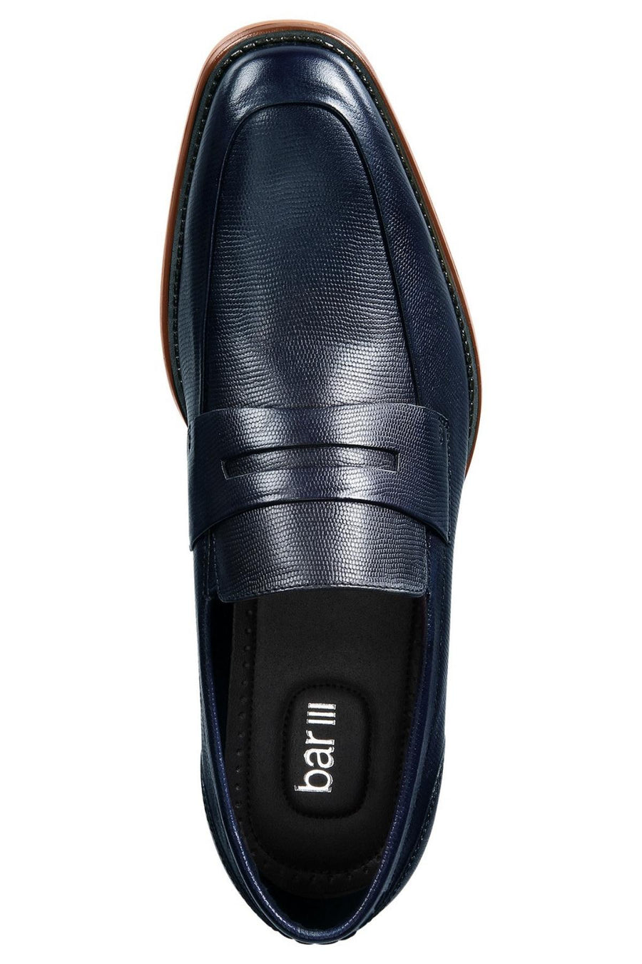 BAR III Navy-Blue Beau Textured Peny Loafer