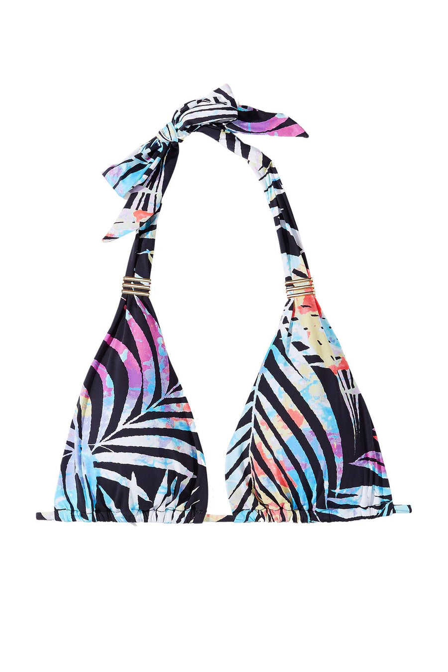 BAR III Tie Dyed Halter Bikini Top in Black