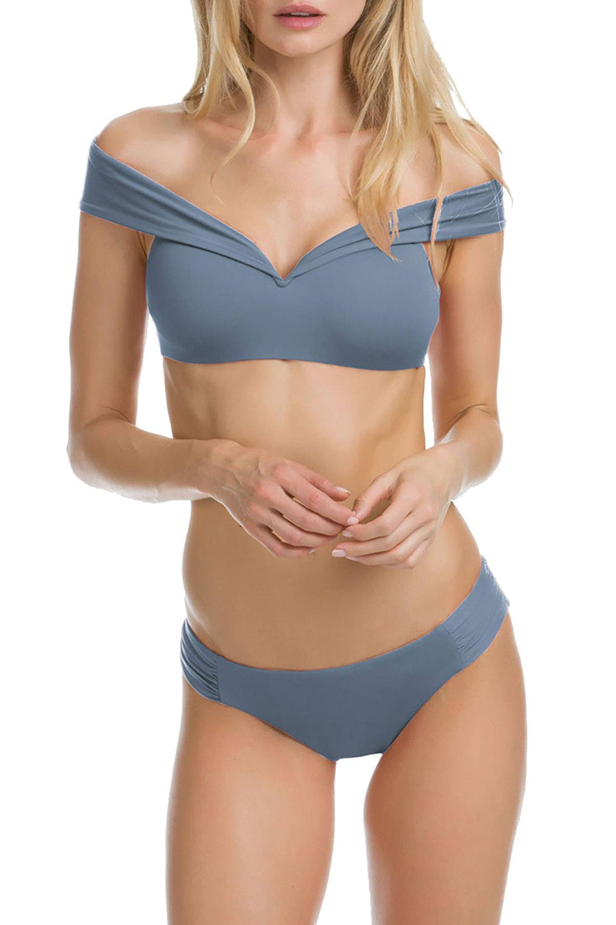 BECCA by Rebecca Virtue Color Code American Fit Bikini Bottom in Steel Gray