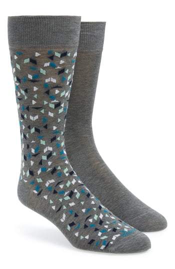 BOSS Men's Boss 2-Pack Mini Pattern Crew Socks Gray