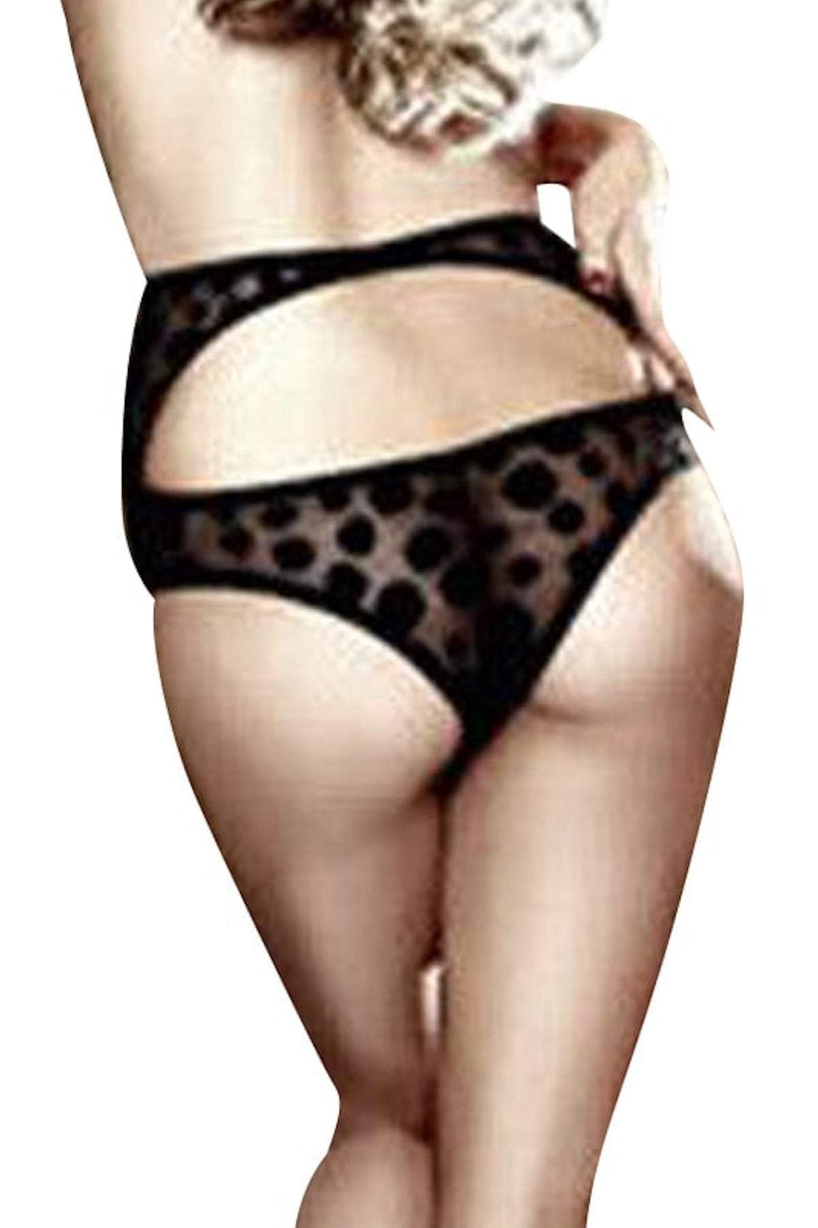 Baci Black Dot Mesh Sarong Panty