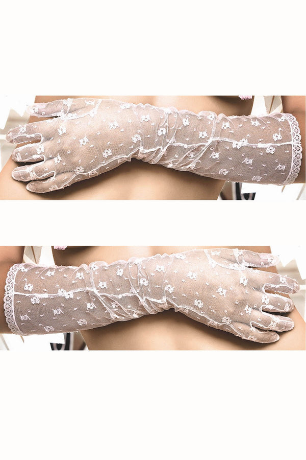 Baci White Lace Evening Gloves