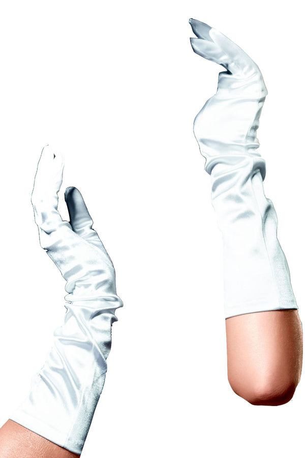 Baci White Satin Evening Gloves