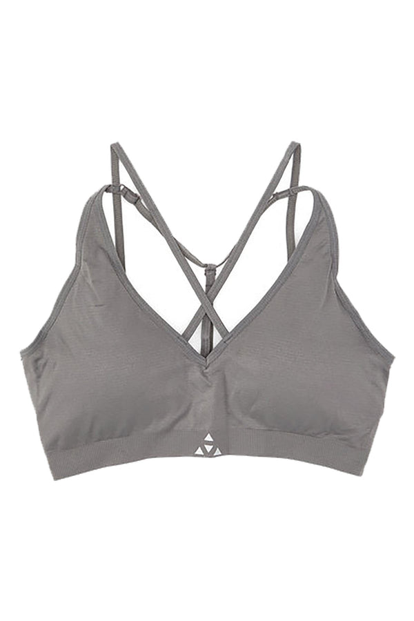 Balanced Tech Grey Cross Front Seamless Bra