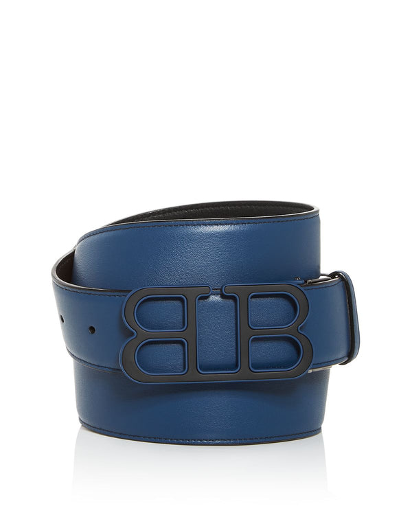 Bally Britt Mirror B Reversible Leather Belt Black/Blue