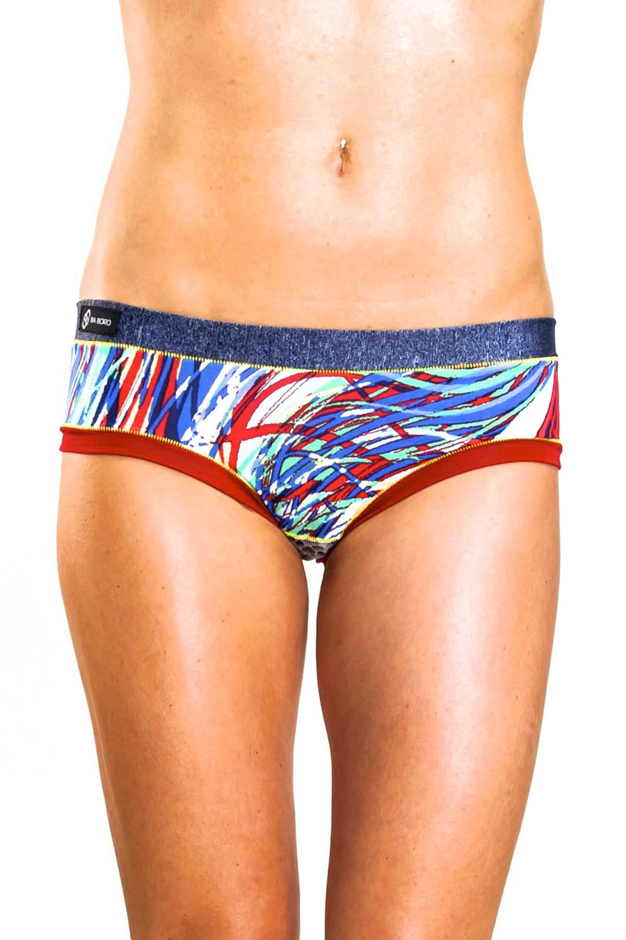 Bamboo Blue/Red Bootyshort / Swim Bottom