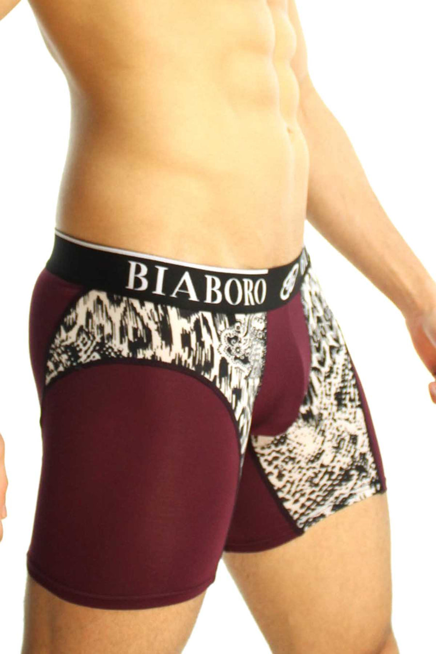 Bamboo Burgundy & Python Print Boxer