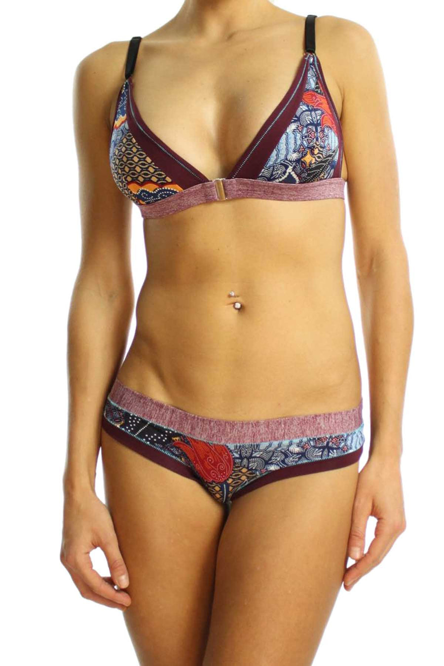 Bamboo Plum/Floral-Print Bralette / Swim Top