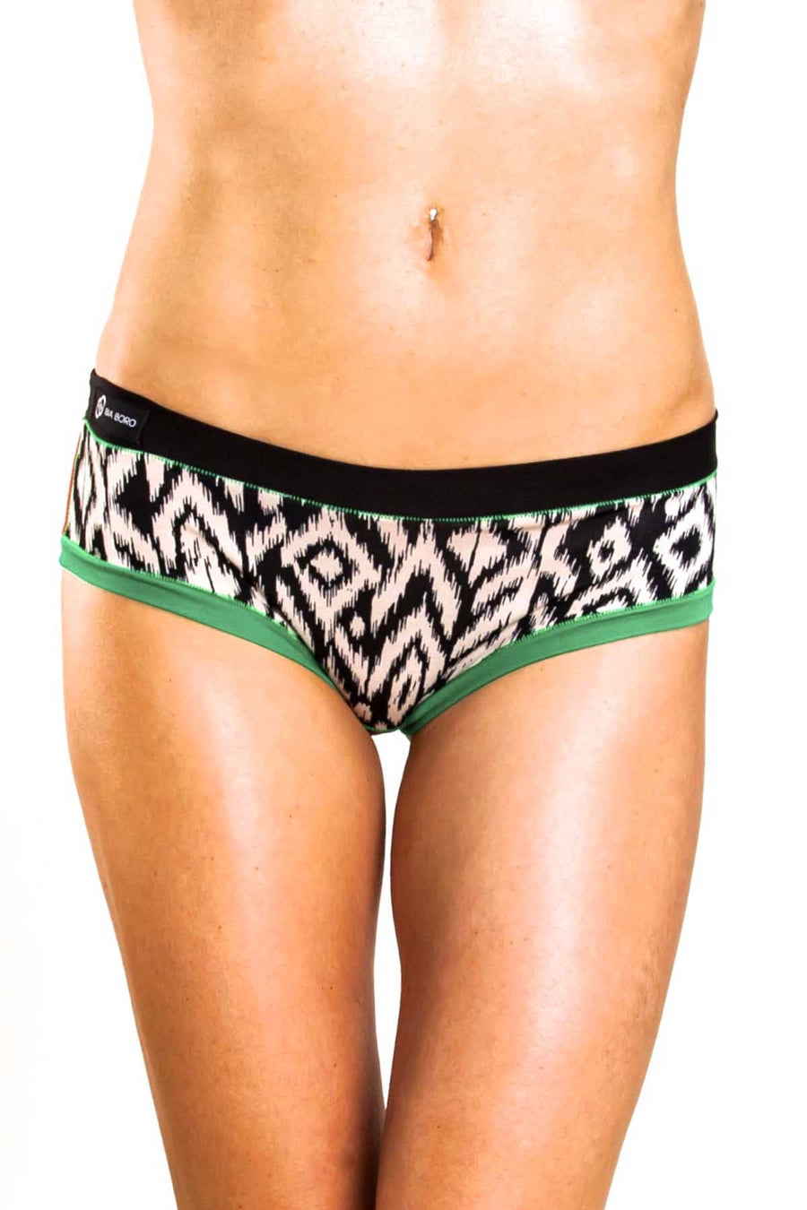 Bamboo Solid-Black/Green Bamboo Bootyshort / Swim Bottom