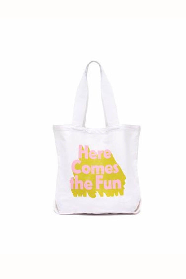 Ban.do White Here Comes The Fun Canvas Tote