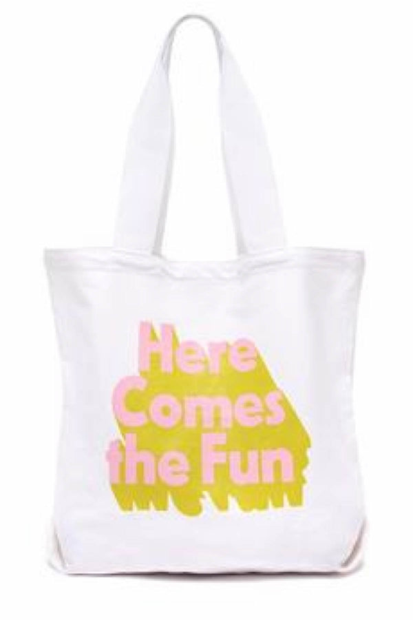 Ban.do White Here Comes The Fun Canvas Tote