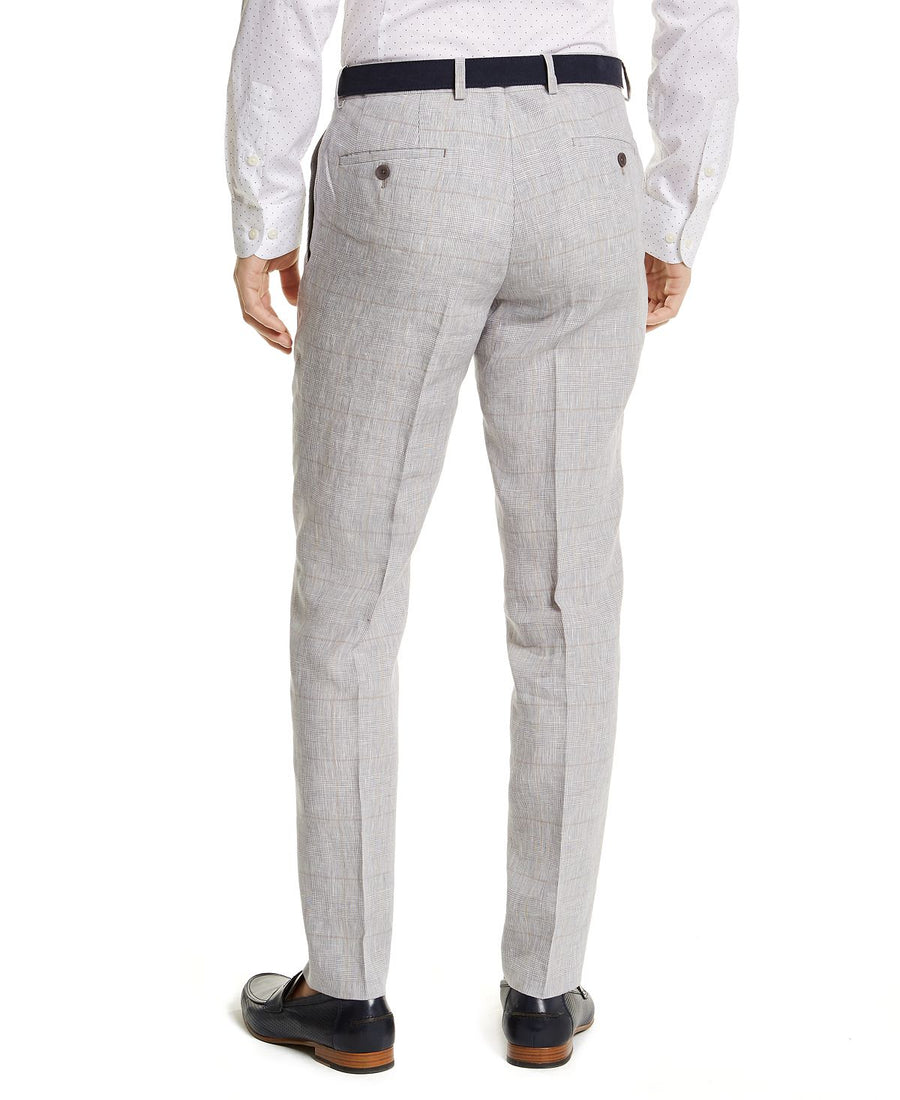 Bar Iii Slim-fit Gray Plaid Linen Suit Separate Pants Grey Plaid