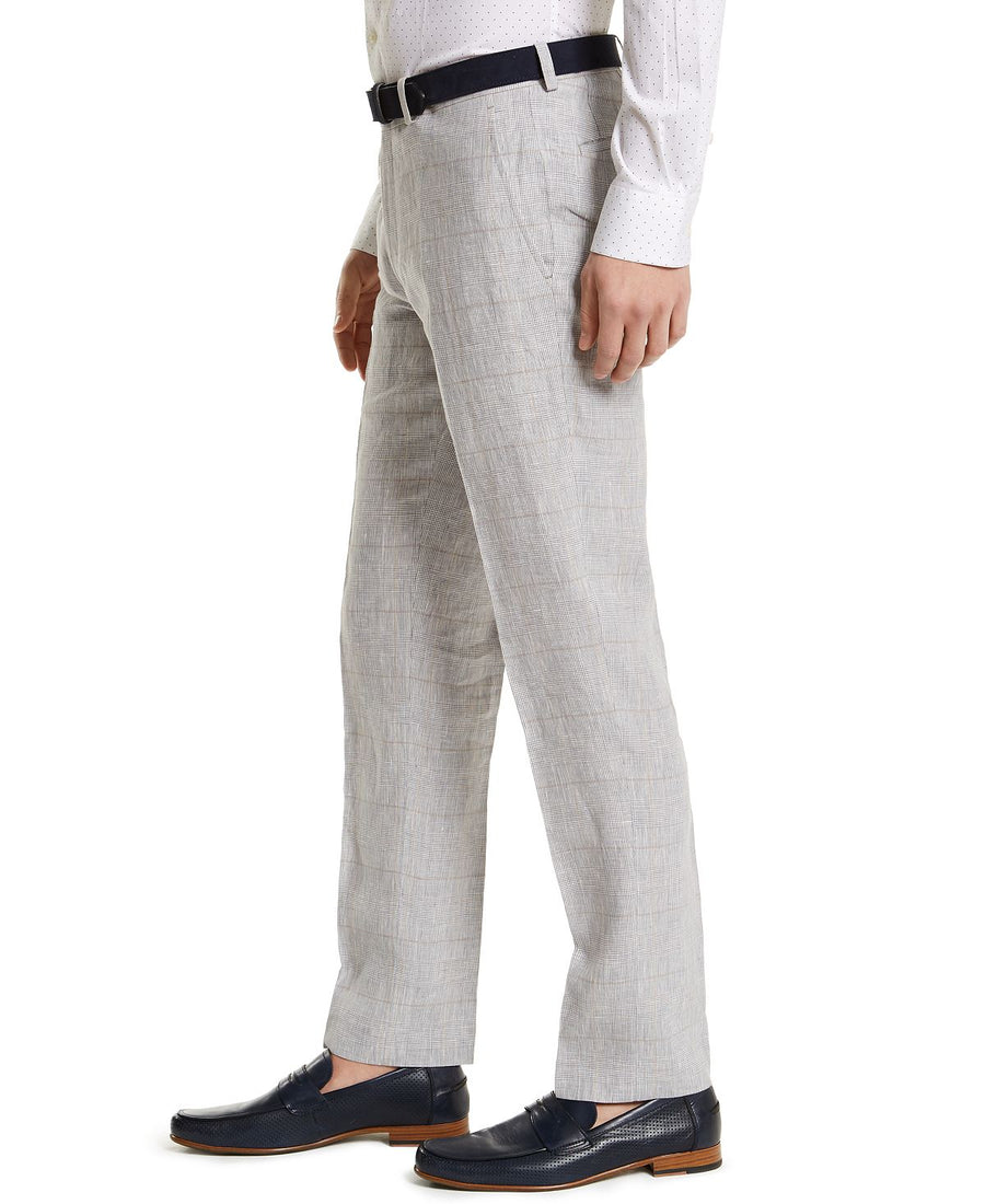 Bar Iii Slim-fit Gray Plaid Linen Suit Separate Pants Grey Plaid