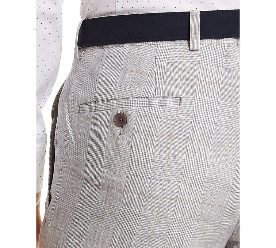 Bar Iii Slim-fit Gray Plaid Linen Suit Separate Pants Grey Plaid