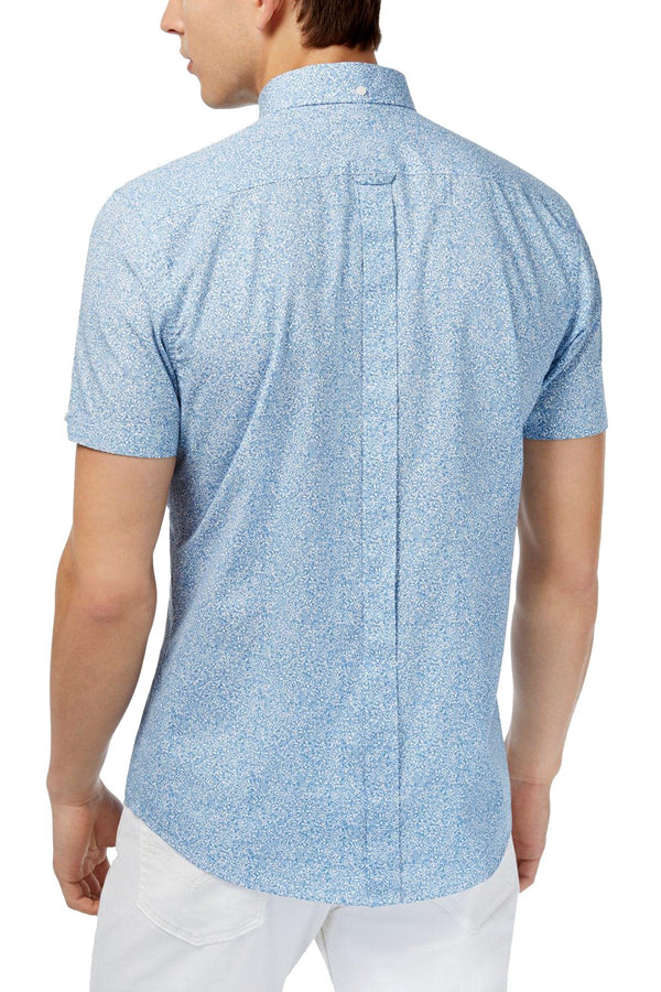 Ben Sherman Blue Summer-Sky Floral Printed Slim-Fit Button-Down Shirt