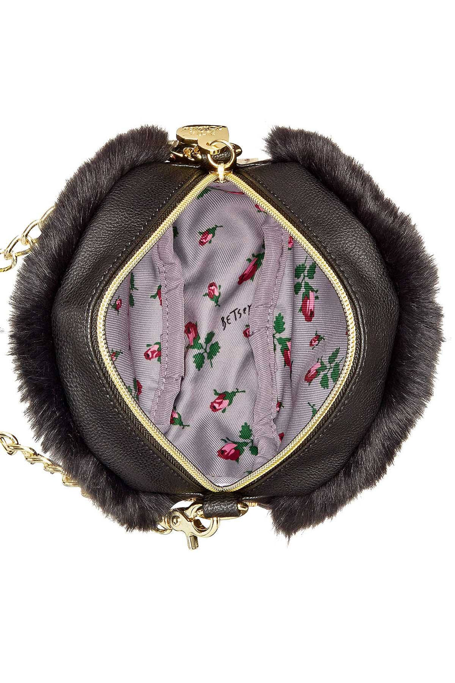 Betsey Johnson Black Canteen Crossbody Bag