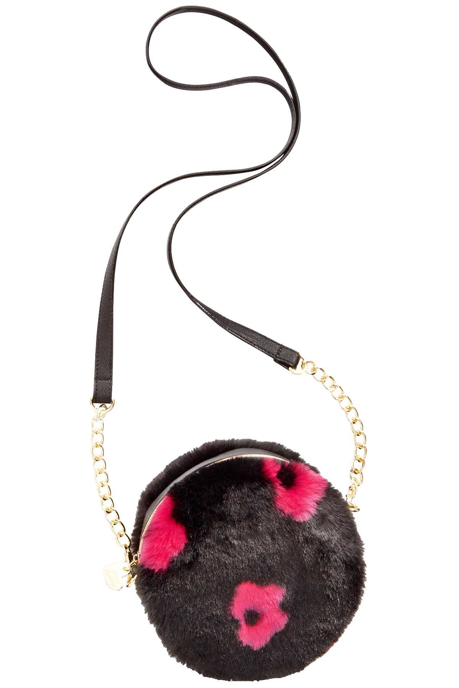 Betsey Johnson Black/Fuschia Canteen Crossbody Bag