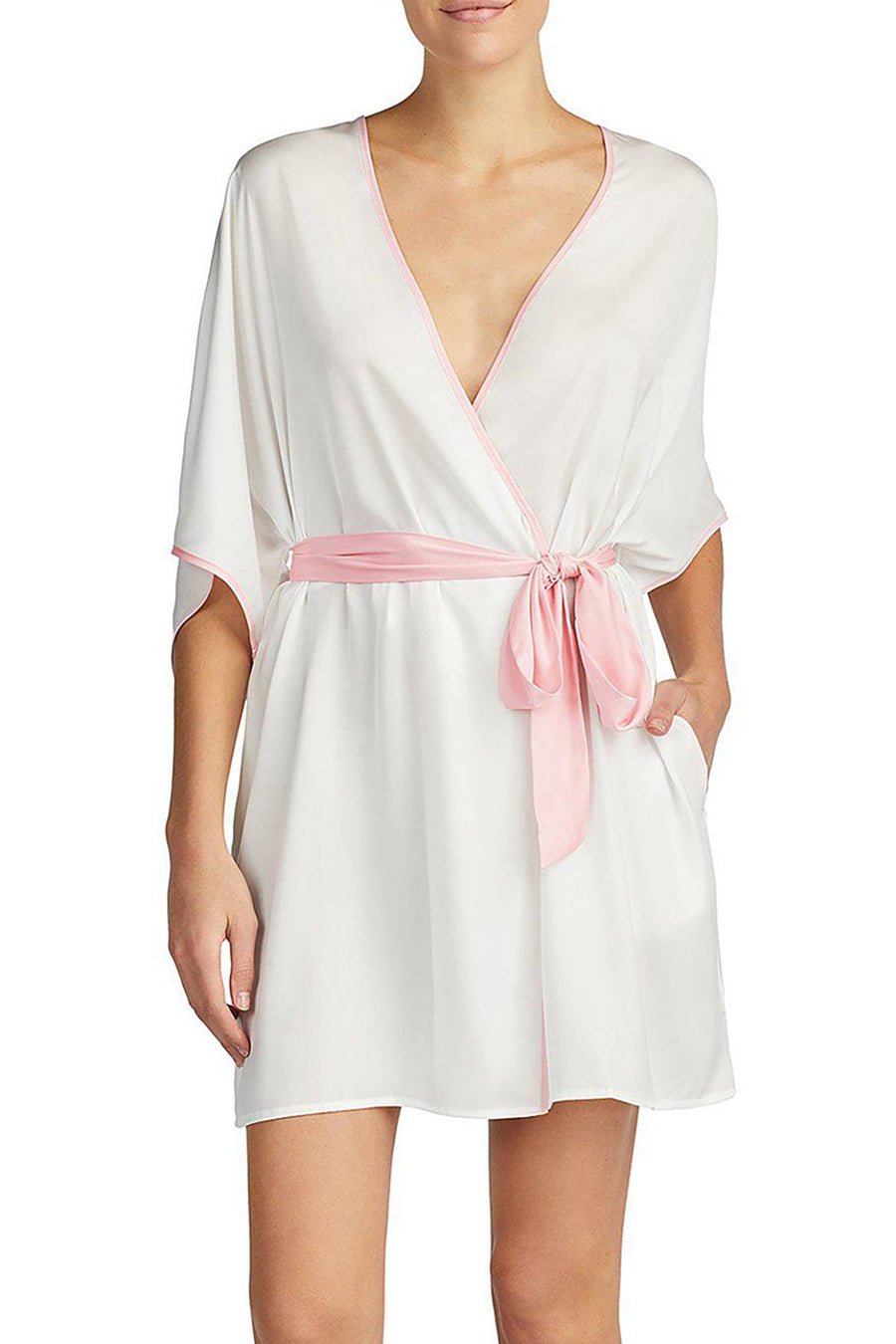 Betsey Johnson Cream-White Satin Bridal Robe