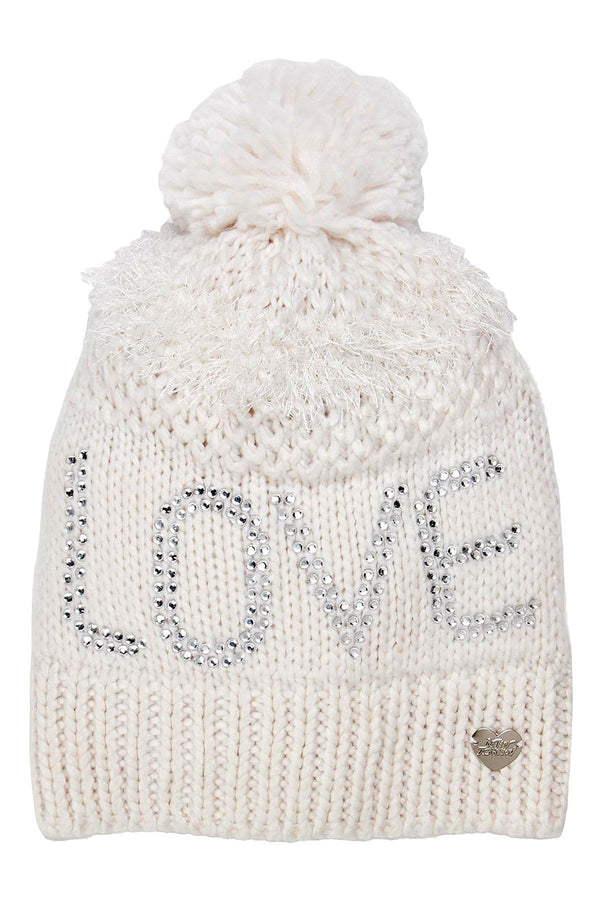 Betsey Johnson Ivory Knit Love Beanie